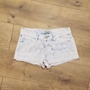 YMI Jean Shorts Floral Lace Faded Blue {size 0}